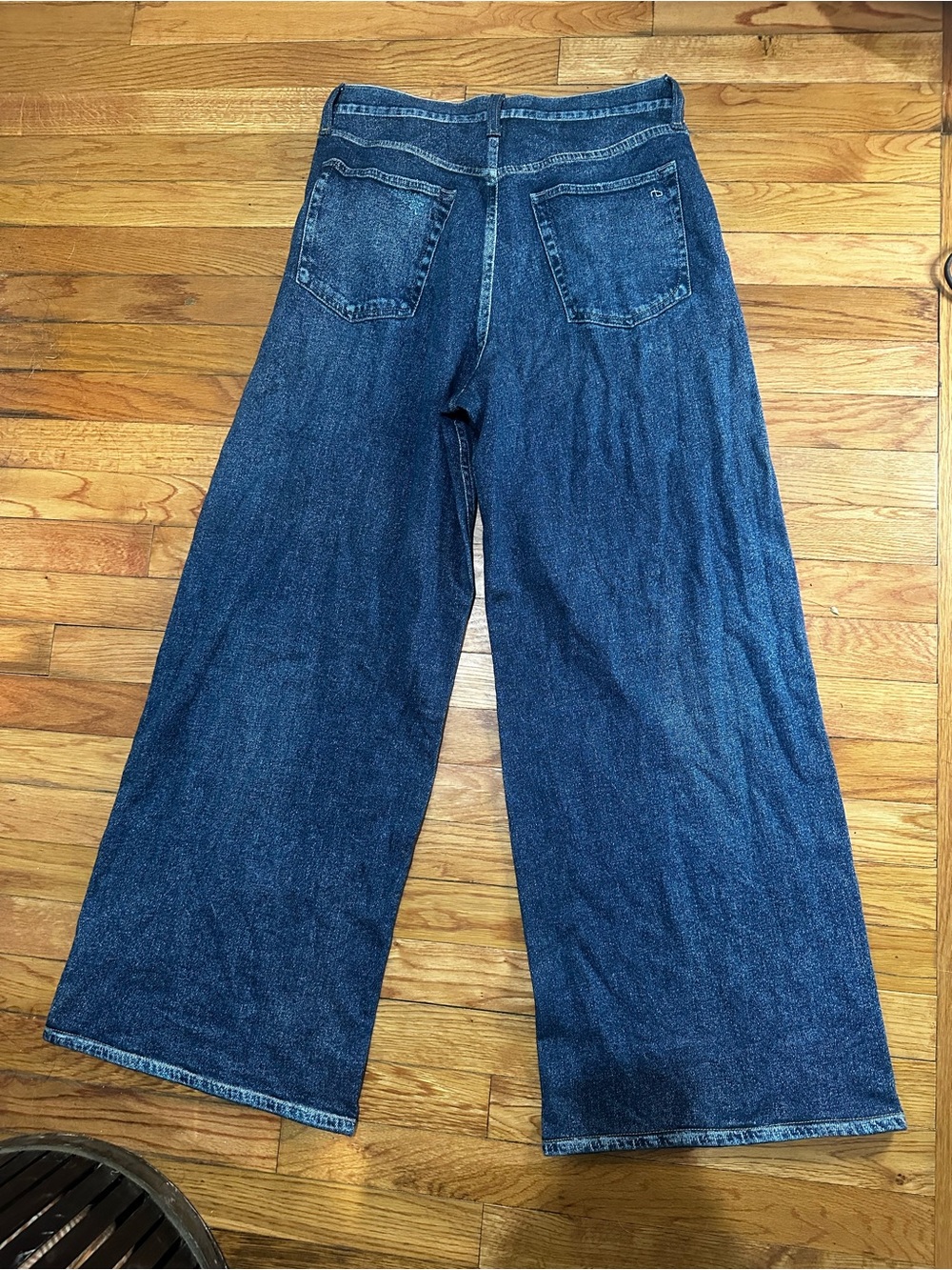 rag & bone Wide Leg Denim Jeans in Medium Blue - Picture 9 of 10